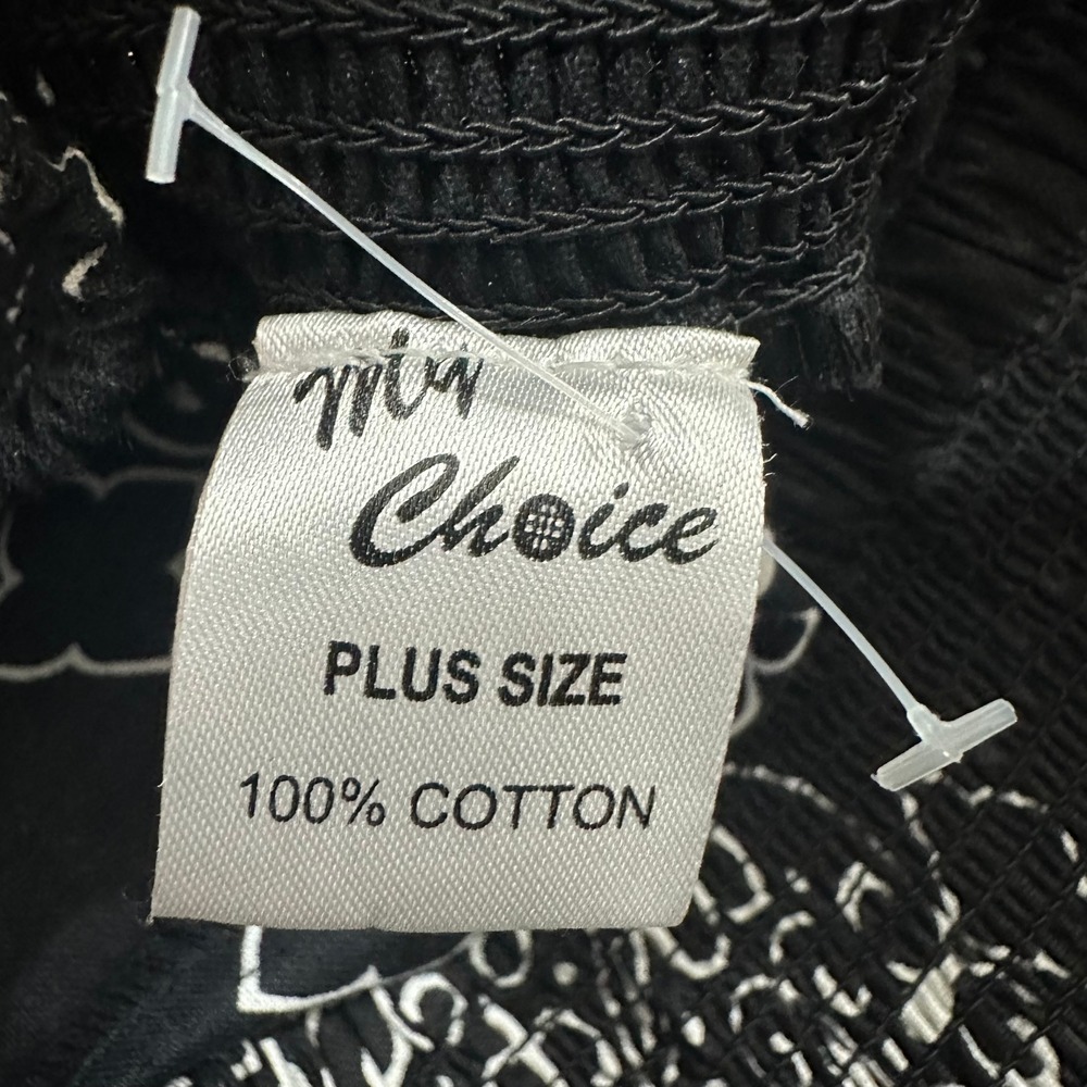 My Choice Plus Size Black White Damask Print Cotton Wide Leg Palazzo Pants Boho View 2
